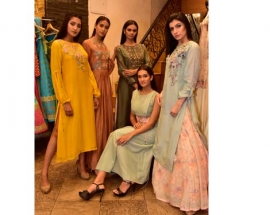 DESIGNER SHRUTI SANCHETI LAUNCHES HER SS 2018 COLLECTION ALONG WITH SURVEEN CHAWLA AT HUE STORE, HUGHES ROAD