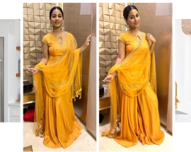 Hina Khan recently spotted in KALKI Fashions Outfit for Ganpati Darshan!