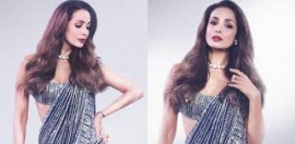 Malaika Arora flaunts her statuesque figure in a shimmery sari