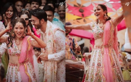 The story behind bride Ankita Lokhande`s breath-taking floral lehenga