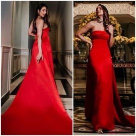 Malaika Arora in House of Eda`s strapless gown aces her ready for glamour red look; Yay or Nay?