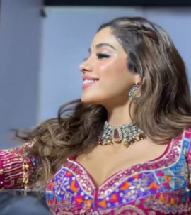 Janhvi Kapoor`s soft glam makeup with pulled-back braid and colorful lehenga is definite bridesmaid goals