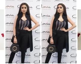 Television Star Tina Dutta dressed in all striped top from Clovia`s new nightwear line, definitely giving us