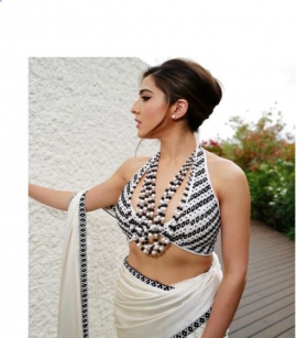 Cannes 2023: Sara Ali Khan in an Abu Jani and Sandeep Khosla saree is desi and contemporary chic personified