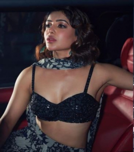 Samantha Ruth Prabhu, the queen of elegance dons Arpita Mehta`s garden print lehenga with mirror work blouse