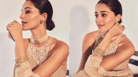 Ananya Panday`s golden lehenga set with sleek bun is the PERFECT choice for Diwali parties