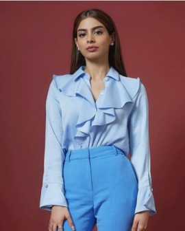 Khushi Kapoor`s power play in blue ensemble displays an effortless and sharp 9-to-5 style
