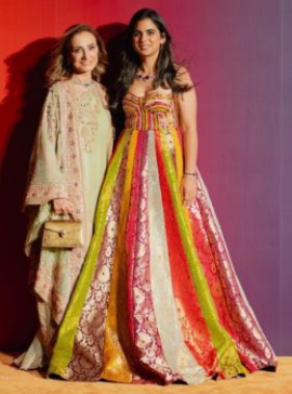 Isha Ambani`s ode to Indian culture in Banarasi gown by Ashwin Thiyagarajan at Roman Holi event is elegance personified